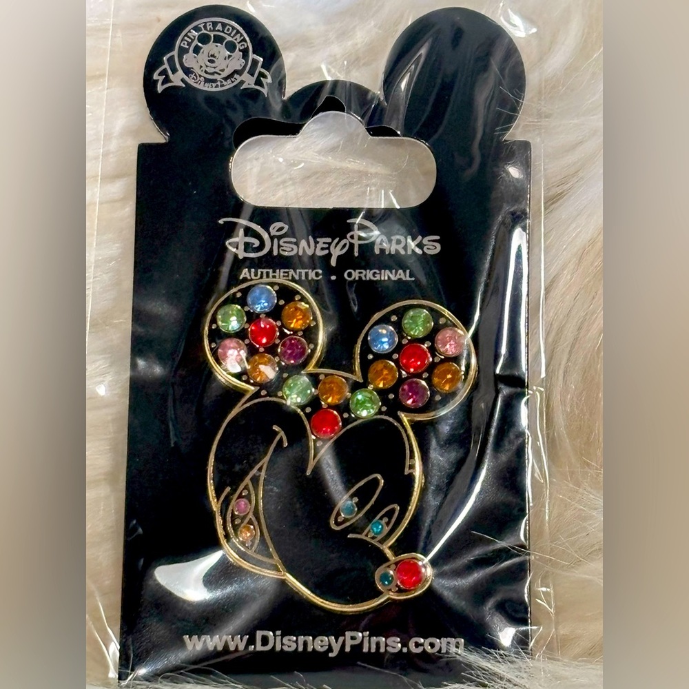 Disney Pins: Mickey Mouse Head with Colored Crystals